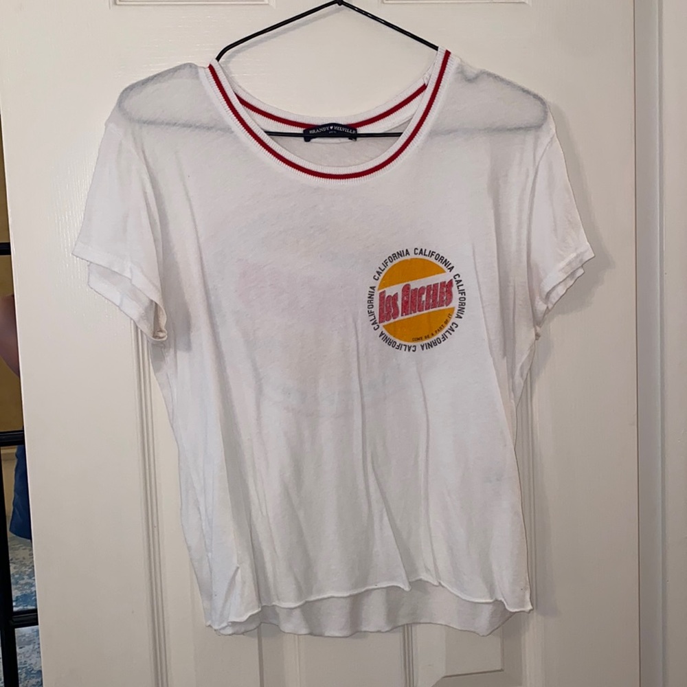 Brandy Melville, white Los Angeles graphic crop top. One size